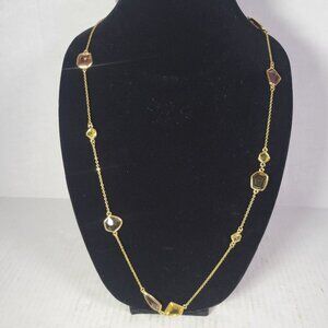 Stella & Dot Retro Gold-Tone Geometric Crystal Necklace